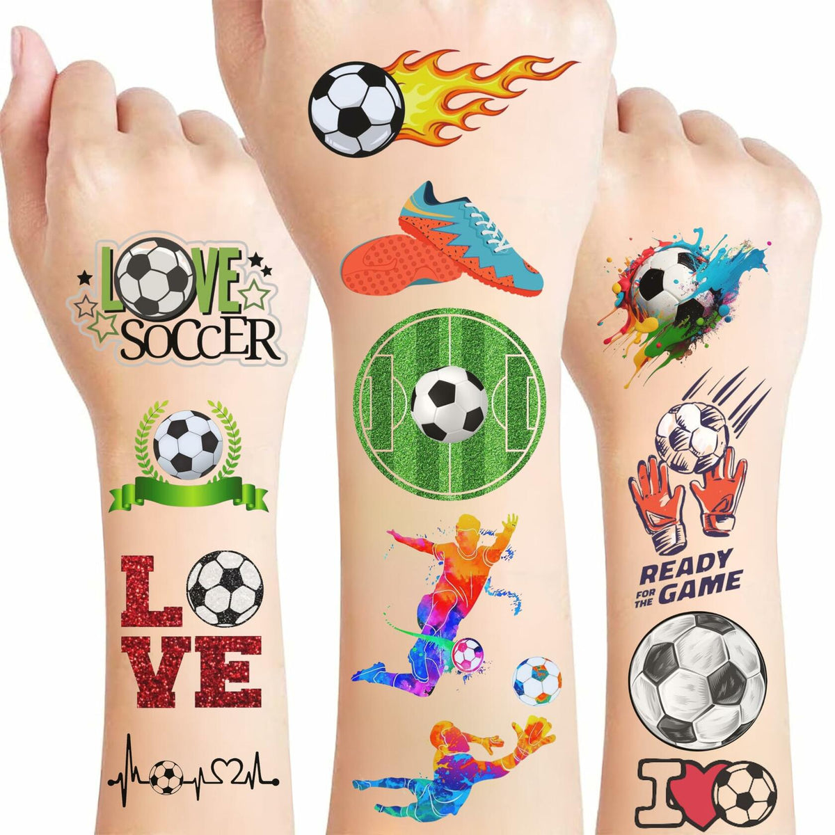 Soccer Temporary Tattoos Sport Theme Birthday Party Favors Decorations 96 PCS