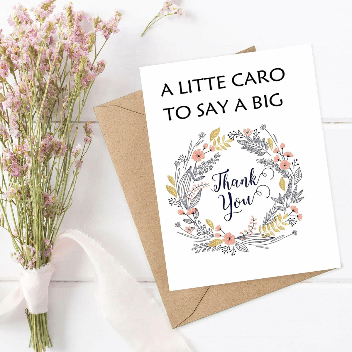 MINGUANGXIXSW Floral Thank You Cards with Kraft Envelopes 8.5x5.5 Inch
