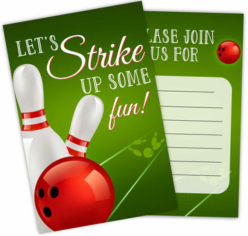 Feyerr Bowling Birthday Invitations for Boys Girls 30 Count Double Sided Cards