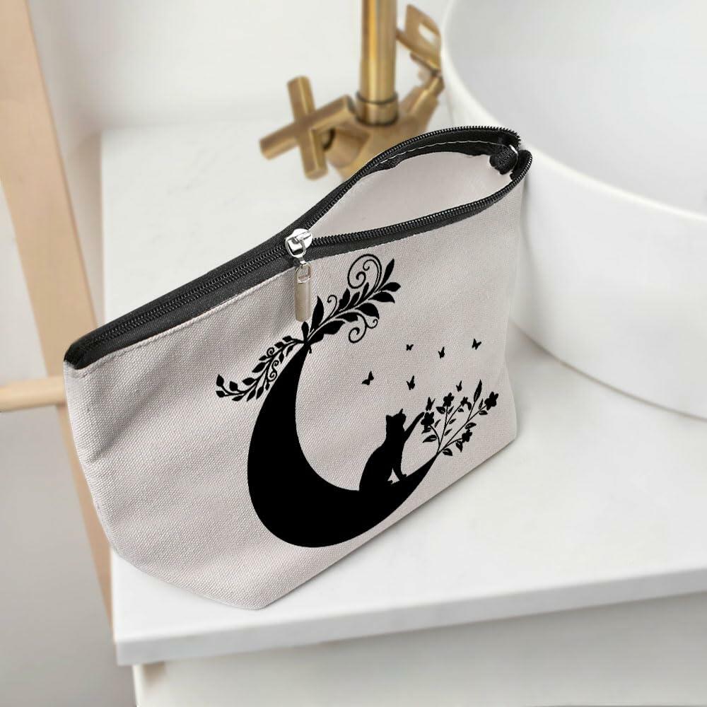 Witchy Cat Makeup Bag Cosmetic Bag Travel Toiletry Bag Black Gifts Women