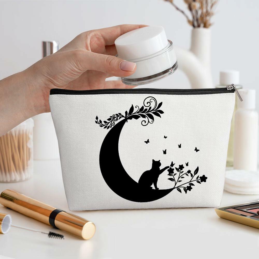 Witchy Cat Makeup Bag Cosmetic Bag Travel Toiletry Bag Black Gifts Women