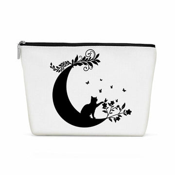 Witchy Cat Makeup Bag Cosmetic Bag Travel Toiletry Bag Black Gifts Women