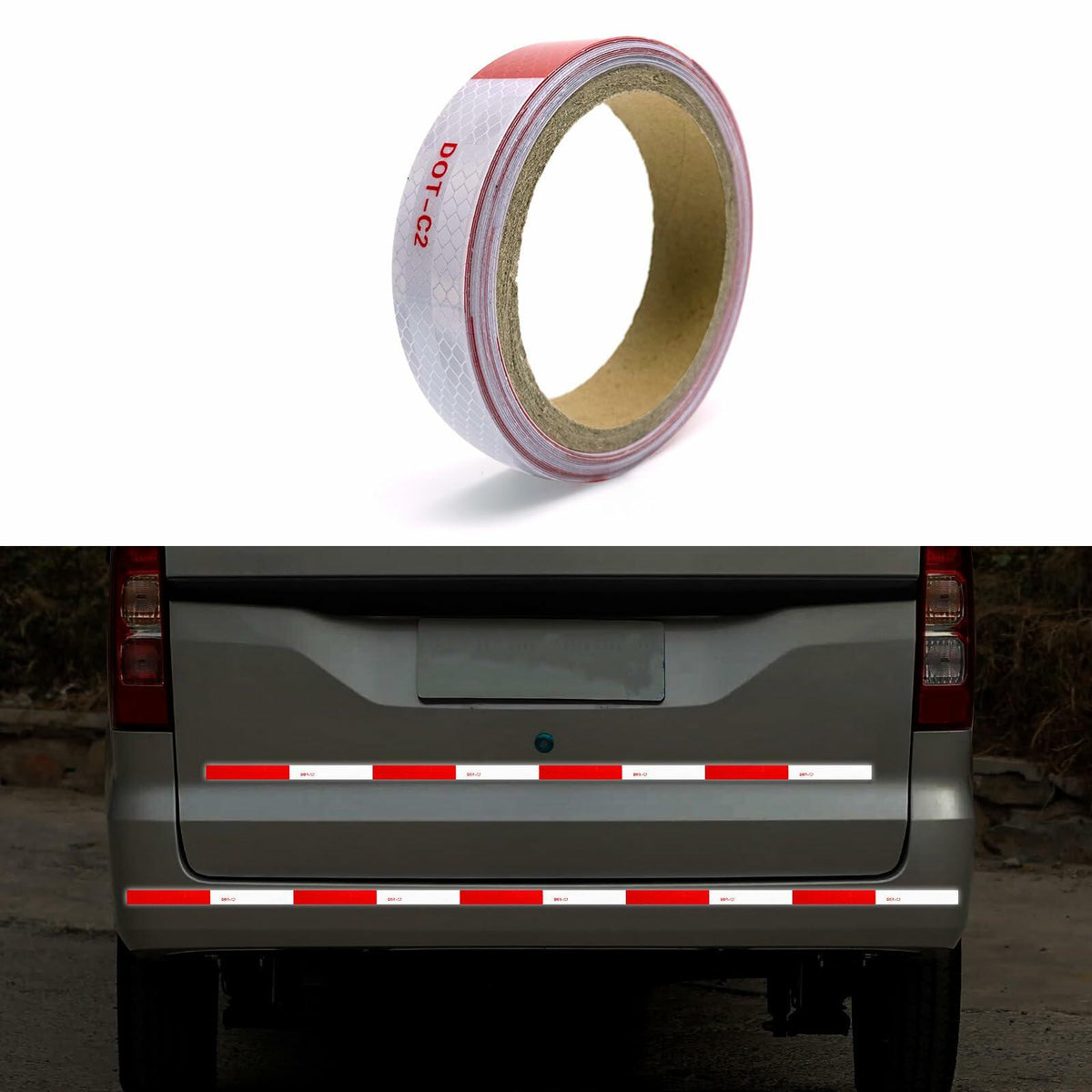 LANZMYAN Reflective Safety Tape 2in x 65ft Red White Waterproof Outdoor
