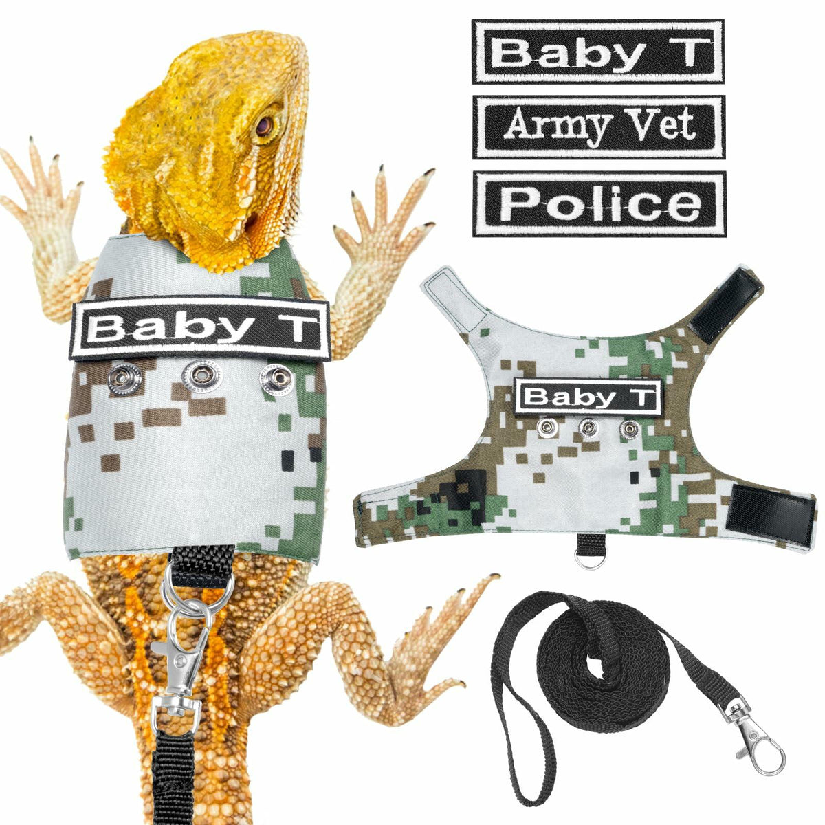 AnoleAir Bearded Dragon Adjustable Harness and Leash Green