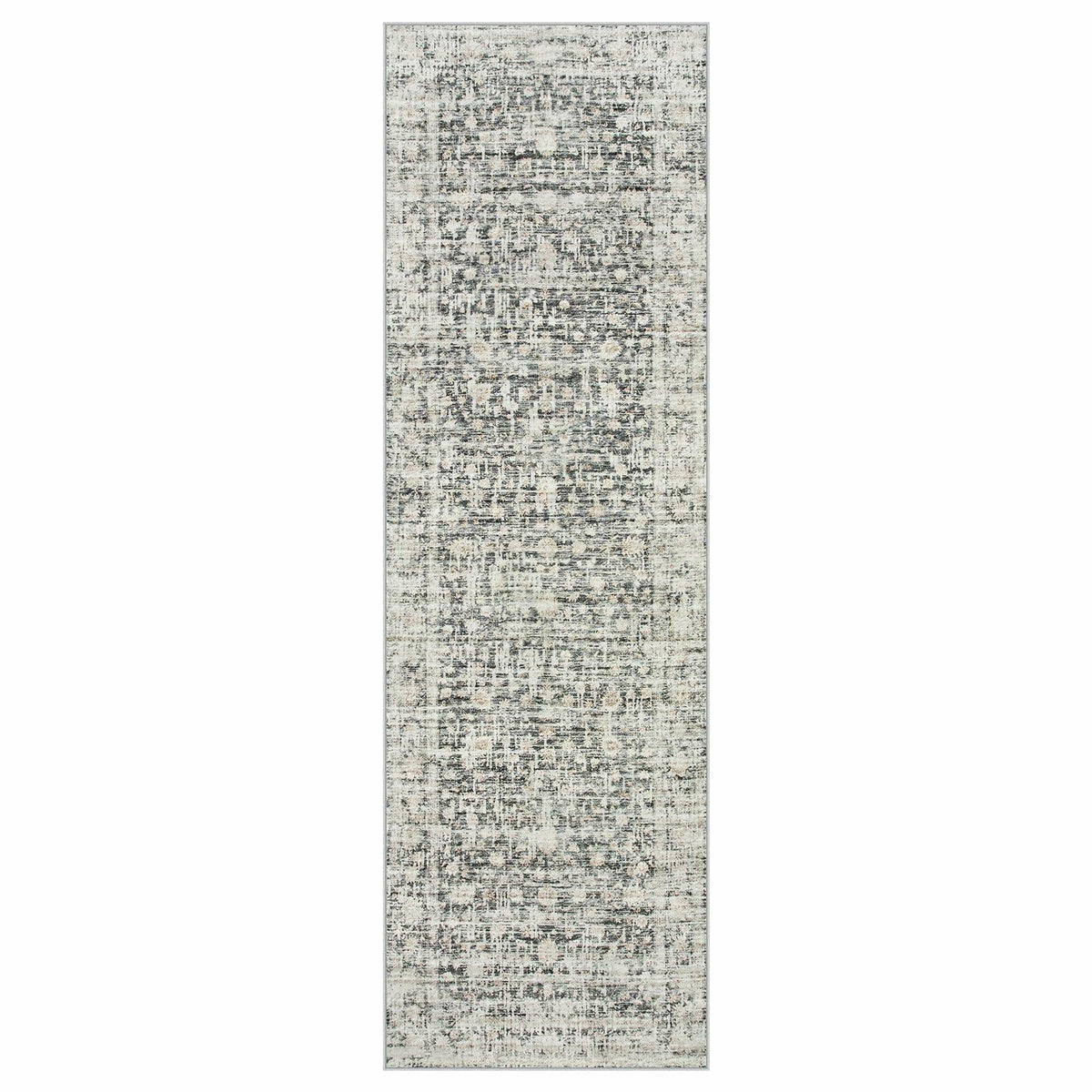 Hedlive Vintage Hallway Runner 2.6x8 Brick Red/White Non Slip Carpet