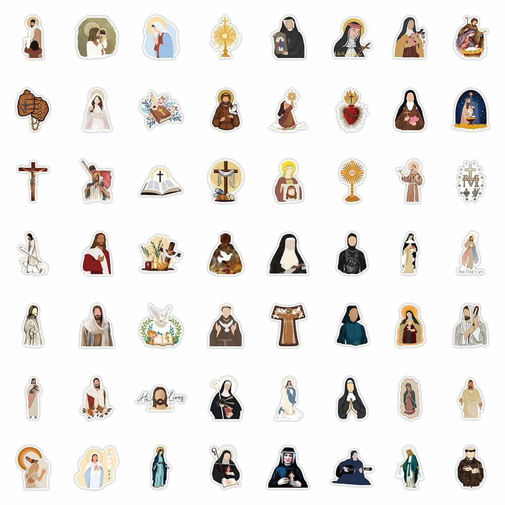 TaDadaPAO Cloisterer Christian Cross Stickers Waterproof Vinyl 50 Pcs