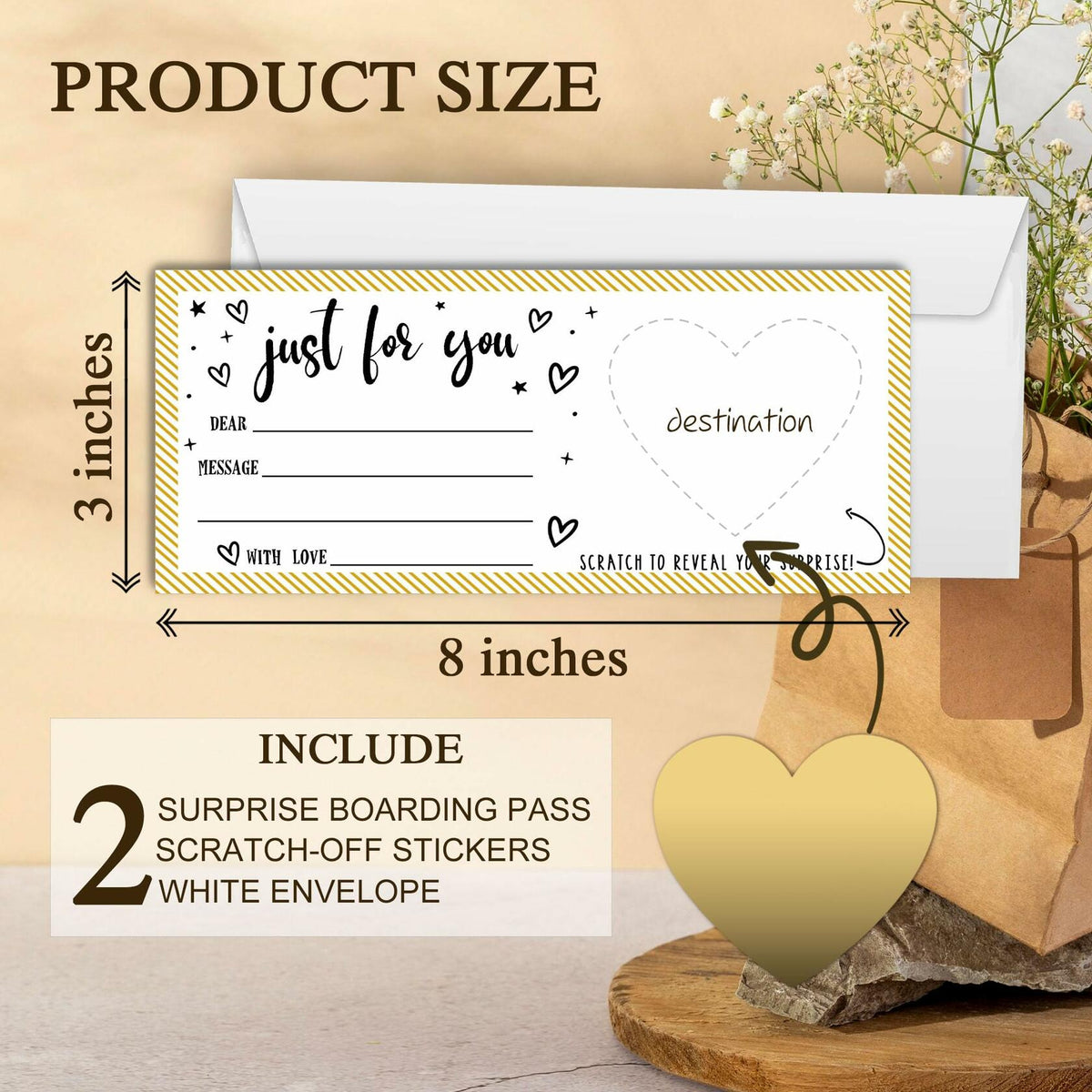 Just For You Surprise Scratch Cards 3x8in Gold 2 Set Personalized Gift