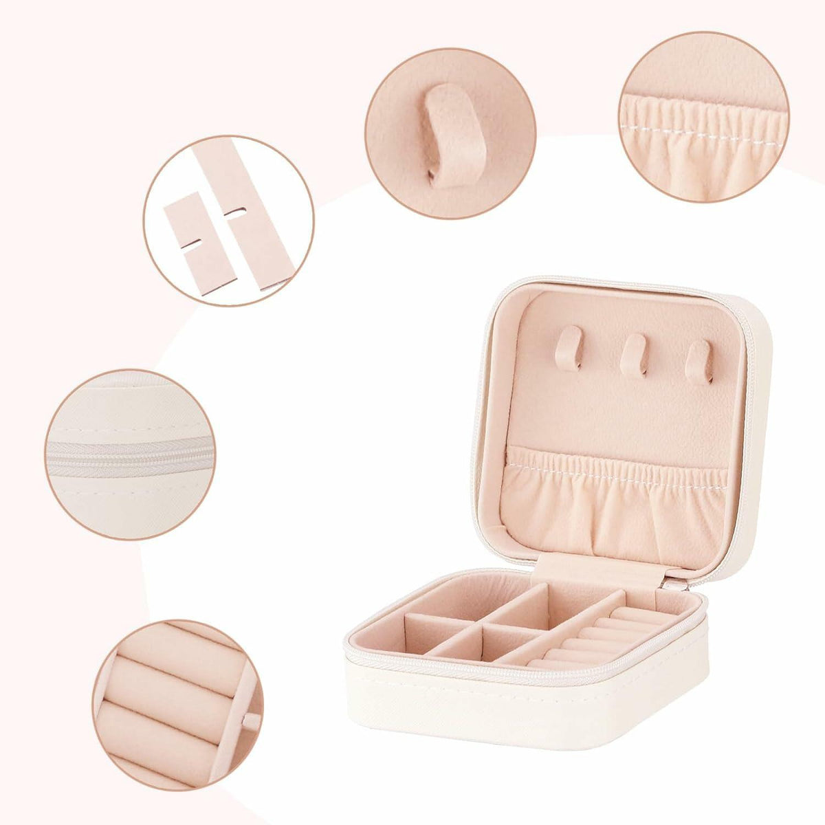 Sincerez Jewelry Box Small Portable Organizer Rings Necklaces Black