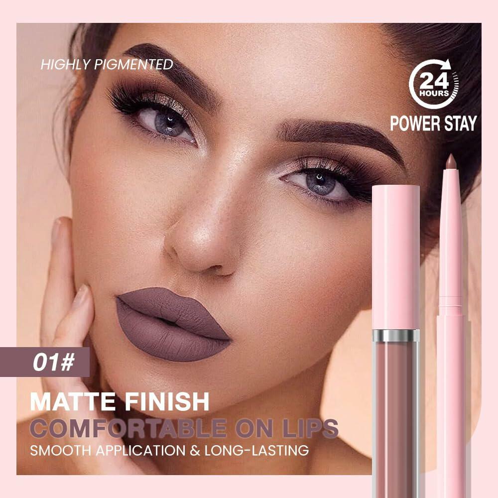 BestBy08/27 evpct Lip Liner Pencil & Lip Gloss Set Dark Red 02#