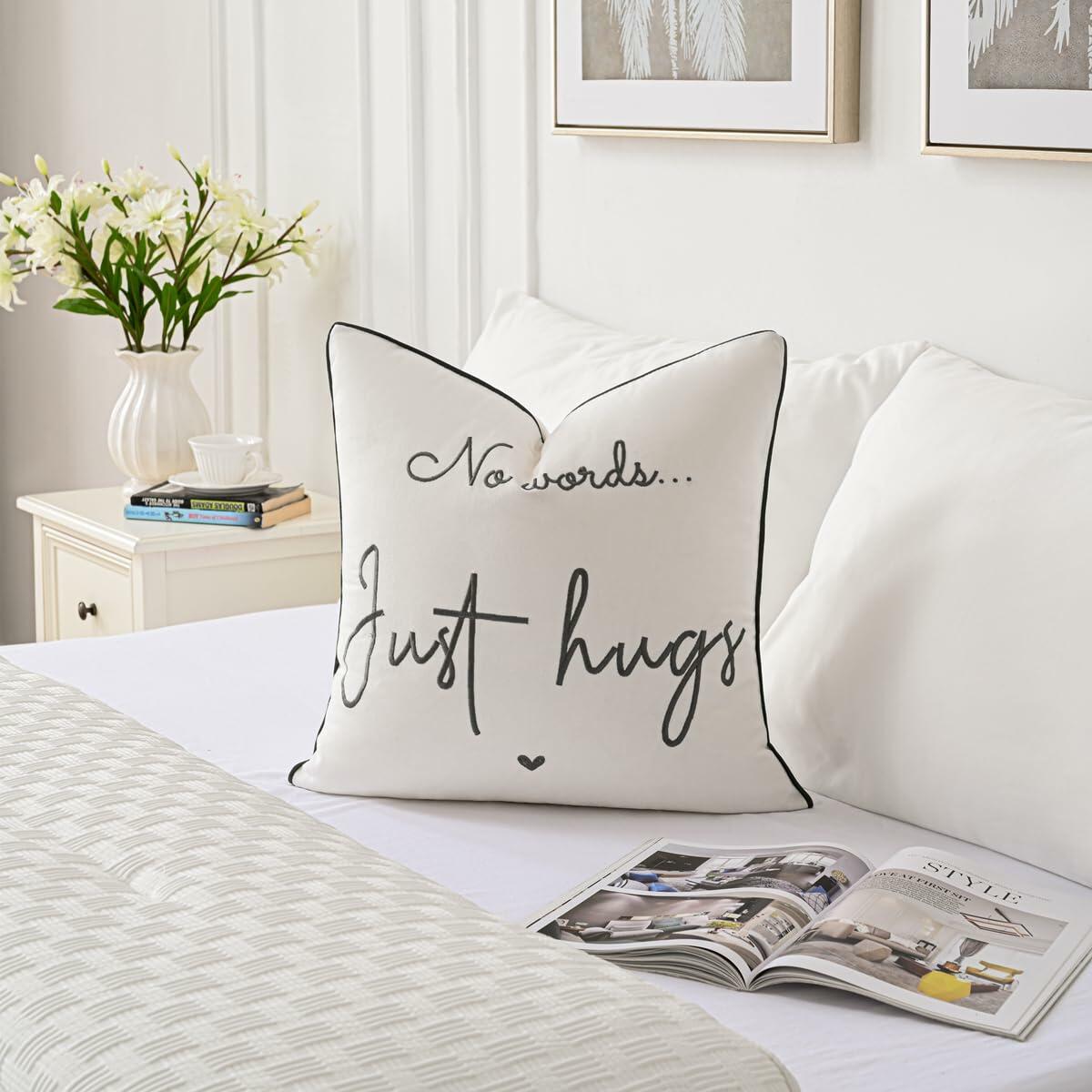 Sunkifover Embroidered Decorative Throw Pillow Cover 18x18 Grey