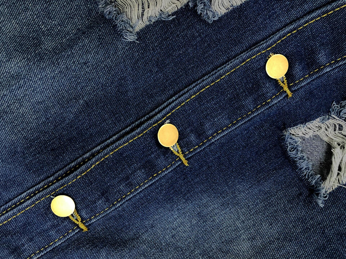 sexycherry Denim Navy Blue Distressed Trucker Jacket for Women Size 3X-Large