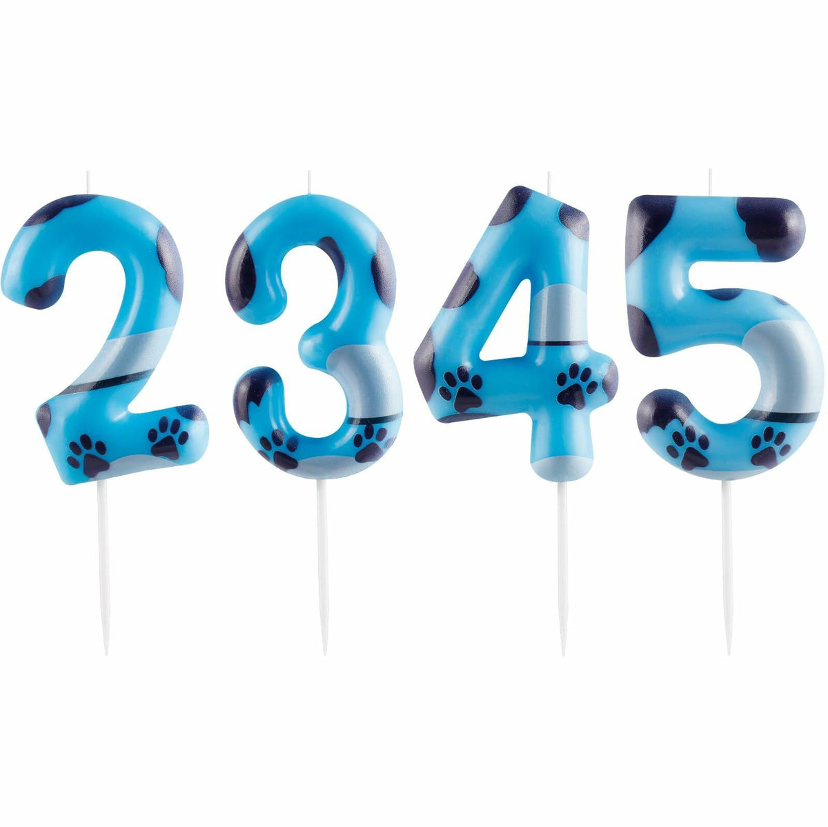 Zi Lan Number 5 Blue Dog Paw Birthday Candle Paw Print Cake Decor