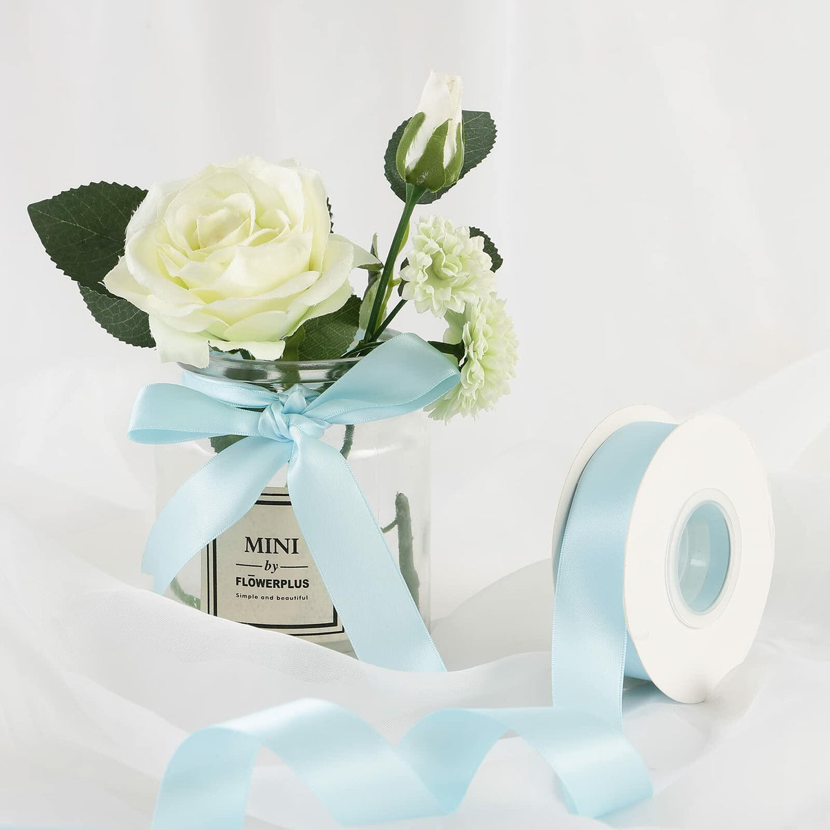 DINDOSAL Satin Ribbon 1 Inch Double Face Turquoise 25 Yards Wedding Decor