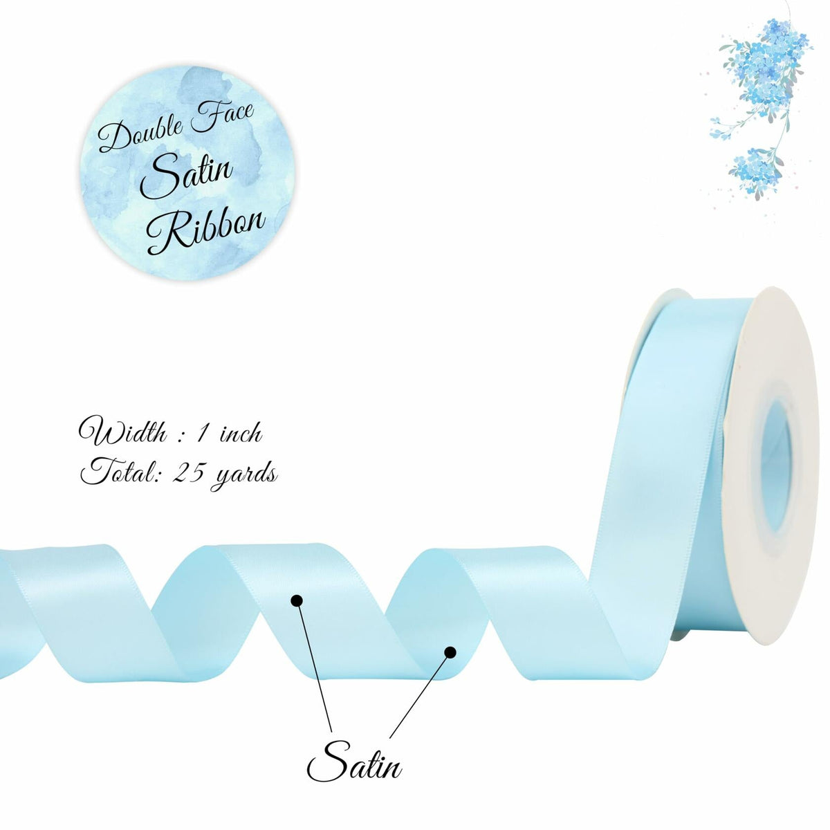 DINDOSAL Satin Ribbon 1 Inch Double Face Turquoise 25 Yards Wedding Decor