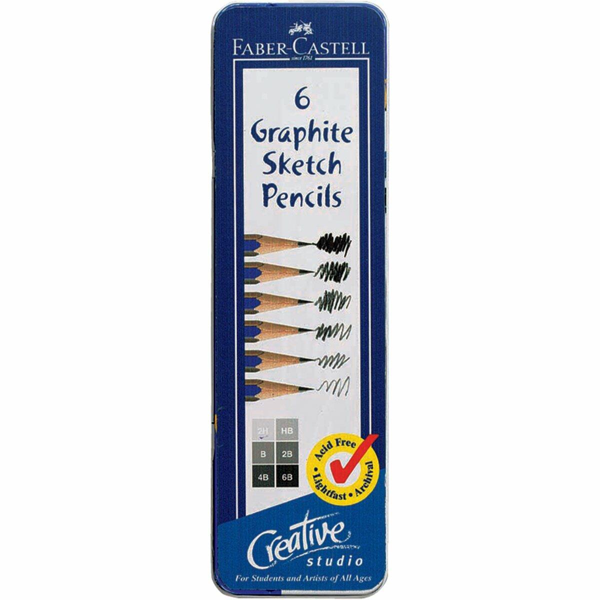 Creative Studio Graphite Sketch Pencil Set 6 Pcs with Tin Case