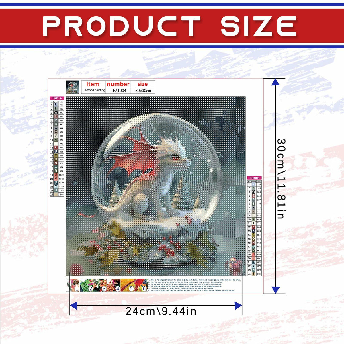 Focart Diamond Painting Kit 12x12 Bull Design Round Drill Crystal Rhinestone