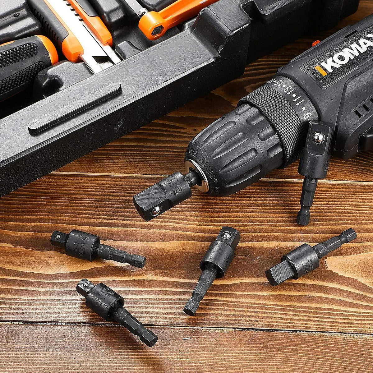 3Pcs Socket Adapter Set 1/4" 3/8" 1/2" Rotatable Impact Grade Drill Bits