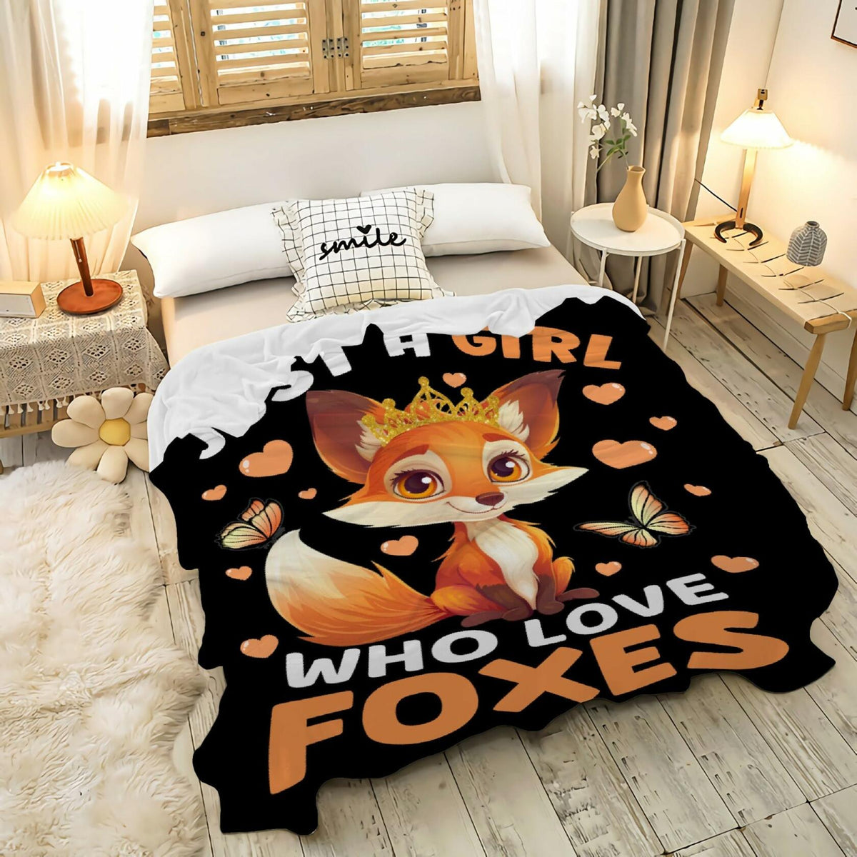 Just a Girl Who Loves Foxes Blanket Warm Soft Throw 40x50 Kids