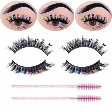 Miss Kiss Butterfly Russian Curl False Eyelashes 14MM Black 2 Pairs + 2 Brushes