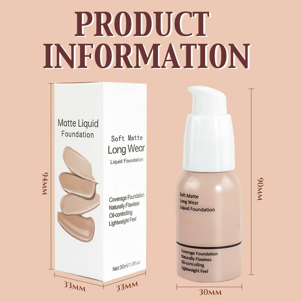 Matte Liquid Full Coverage Foundation Makeup 06 Toffee 1 Pack