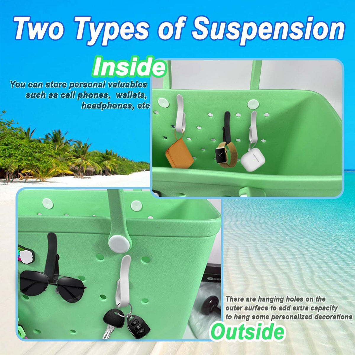 CULASIGN 3Pcs Bag Hooks Keychain Holder Charms Organizer for Beach Bag