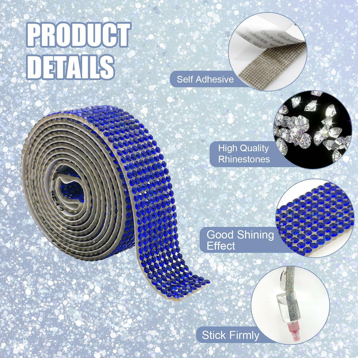 8 Rolls Rhinestone Ribbons Self Adhesive Diamond Bling 8 Yards DIY Crafts
