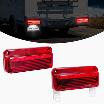 EXERAUO 77 LED RV Tail Lights Brake Stop Turn Waterproof Red HDD-020