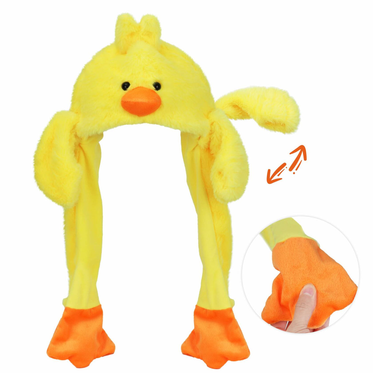 Bubblepompom Duck Plush Hat with Ears Yellow Size 22"