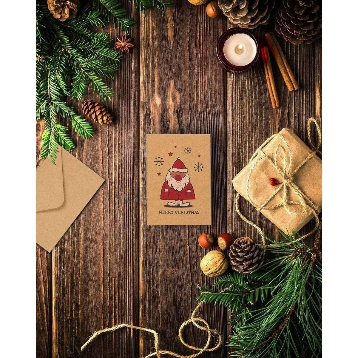BEST PAPER GREETINGS Christmas Cards 36 Pack 4x6 Kraft Paper Red White Envelopes