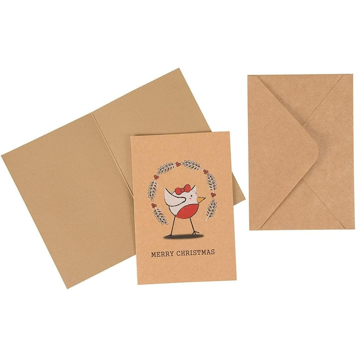 BEST PAPER GREETINGS Christmas Cards 36 Pack 4x6 Kraft Paper Red White Envelopes