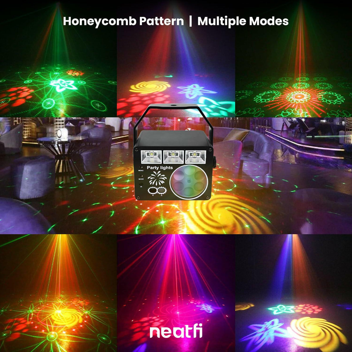 Neatfi Sound Activated Party Light with Remote Control Black Indoor DJ