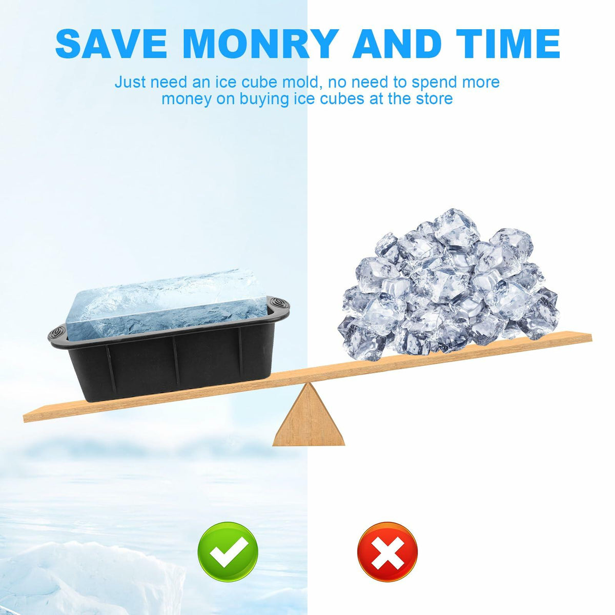 POUYRBA 2pcs Extra Large 6LB Blue Silicone Ice Block Mold for Ice Bath