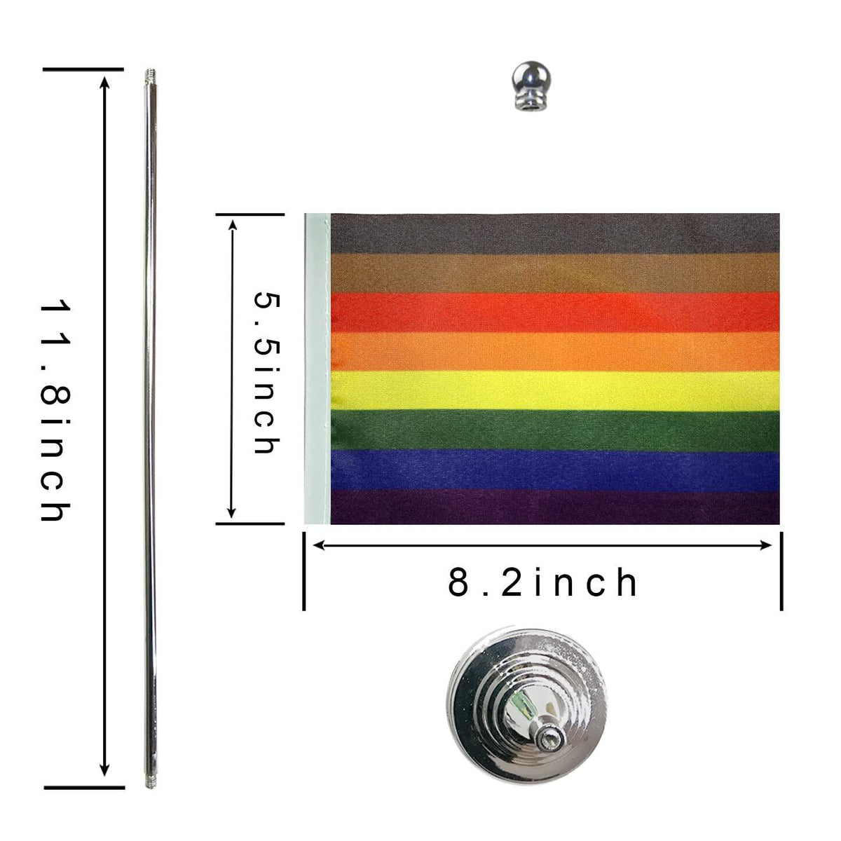 Philadelphia Rainbow Pride Table Flag with Stand Small Mini 4x6 Inches