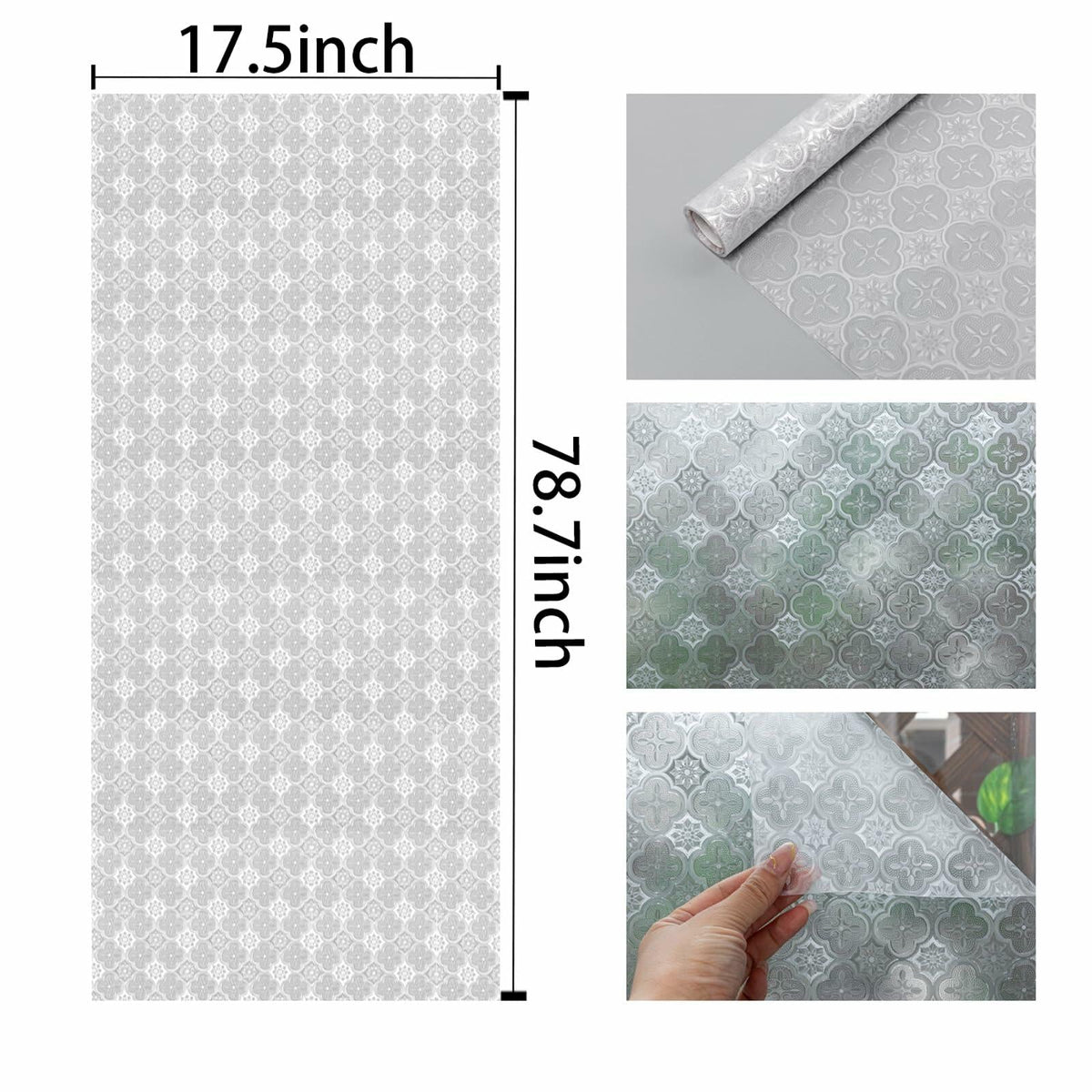HYOUBALA Window Privacy Film UV Protection Non-Adhesive Begonia 17.5x78.7