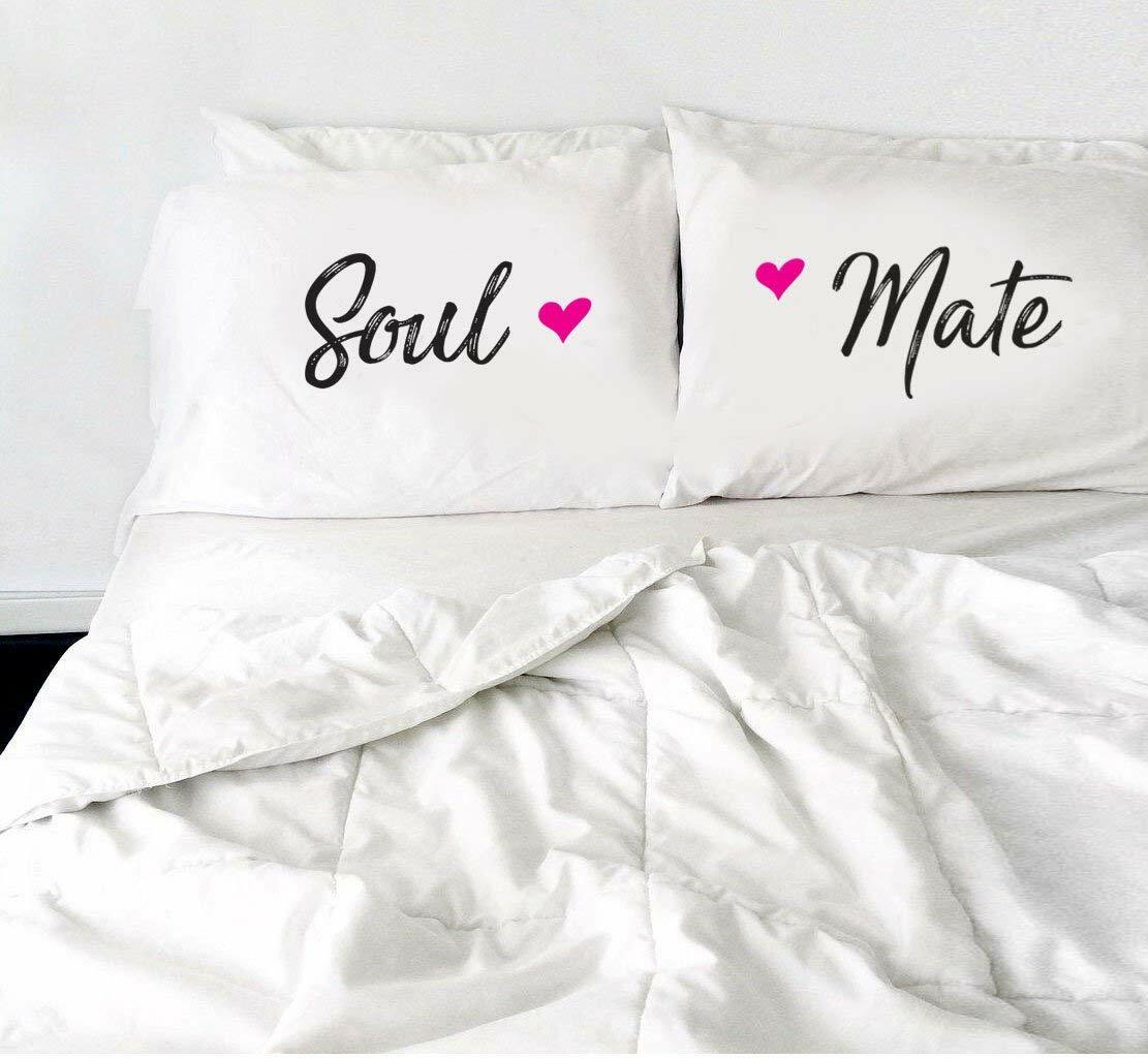 Soul Mate Satin Pillow Covers Set of 2 – Couple Long Distance Gift