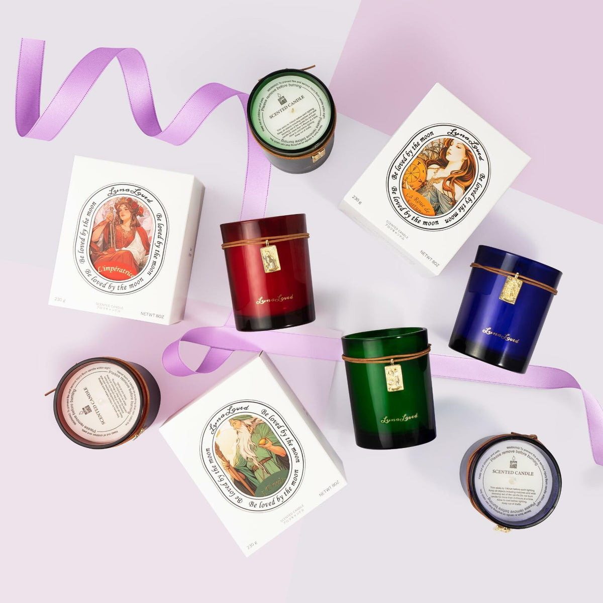 LunaLoved Candle for Tarot The Hermit, Juniper Lavender Scented Candles, GREEN