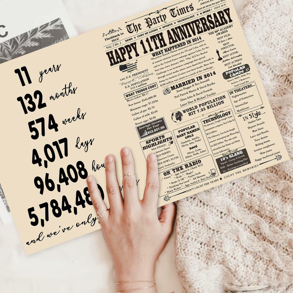 YiKaLus 11th Anniversary Steel Gift Card Romantic Wedding Gift for Him Her