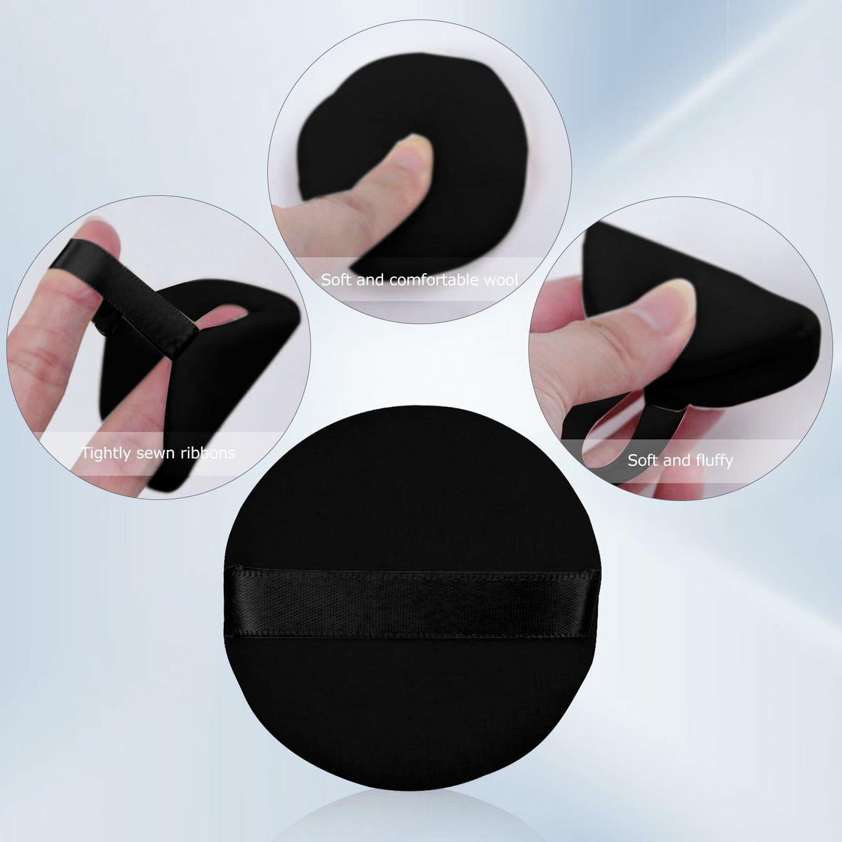 Flytianmy 9Pcs 2.16" Round Face Makeup Powder Puffs Black Nude Pink