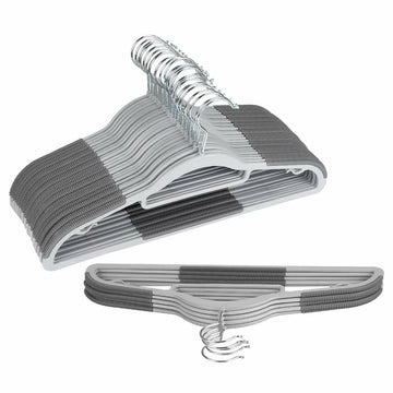 OIKA Plastic Hangers with Tie Rack 16.5in Heavy Duty Non-Slip 30 Pack