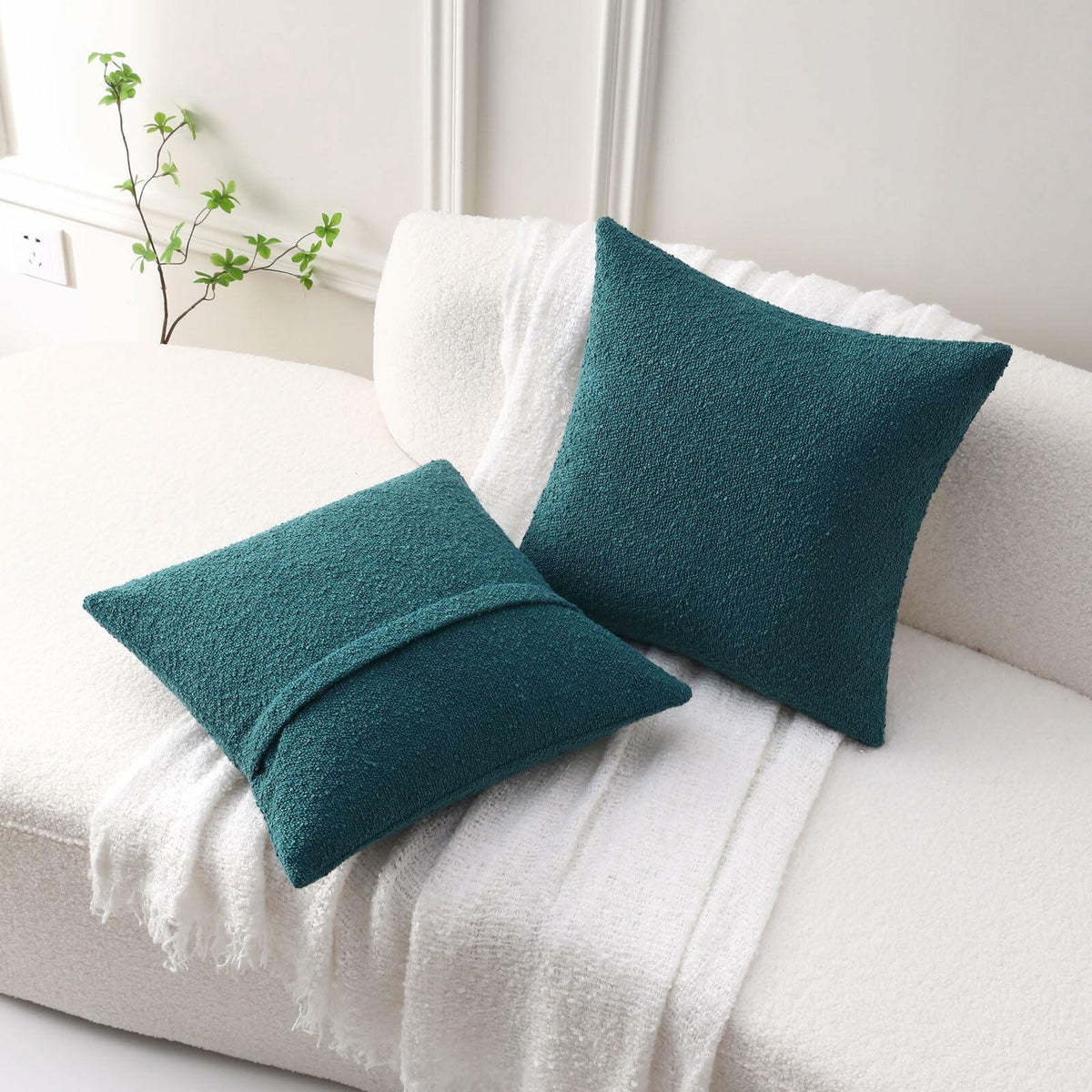 FUTEI Teal Green Decorative Throw Pillow Covers 16x16 Inch Pack of 2