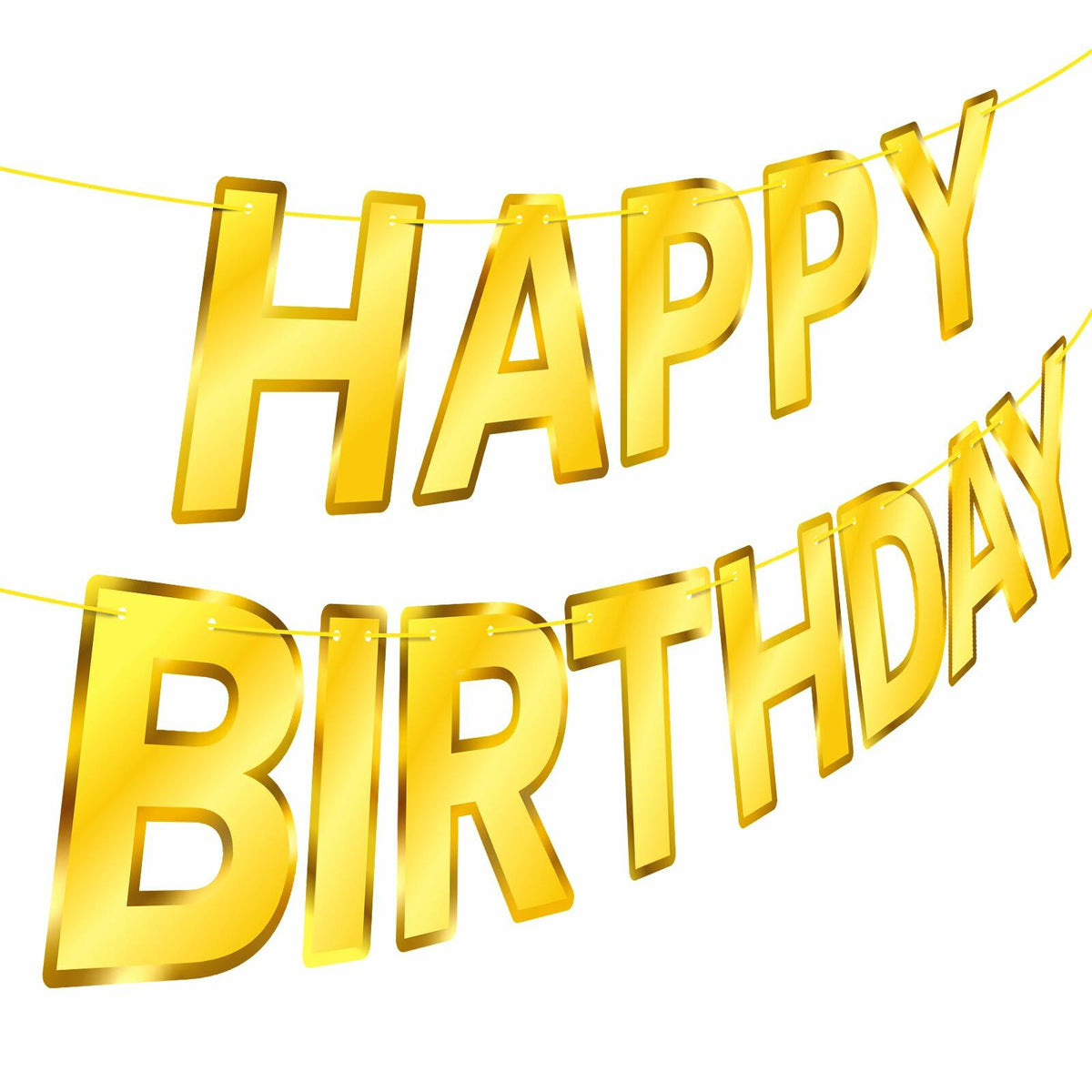 Gold Happy Birthday Banner Sign Garland Party Decoration Kids Baby Party