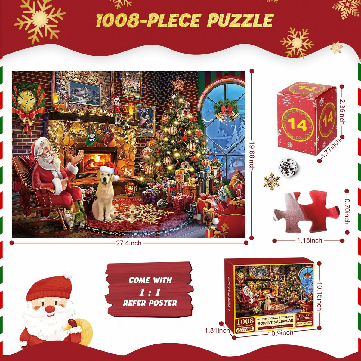 Advent Calendar 2025 Christmas Jigsaw Puzzle 1008 Pieces Cartoon Theme