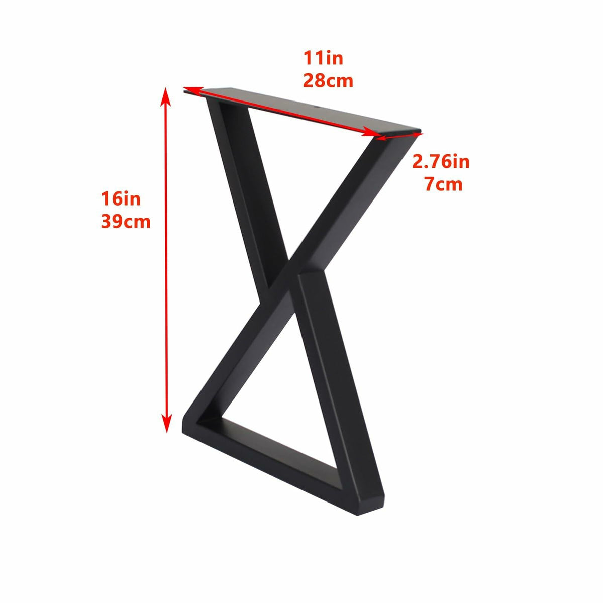 Herkii Heavy Duty Metal Table Legs 16" H x 11" W Black Set of 2