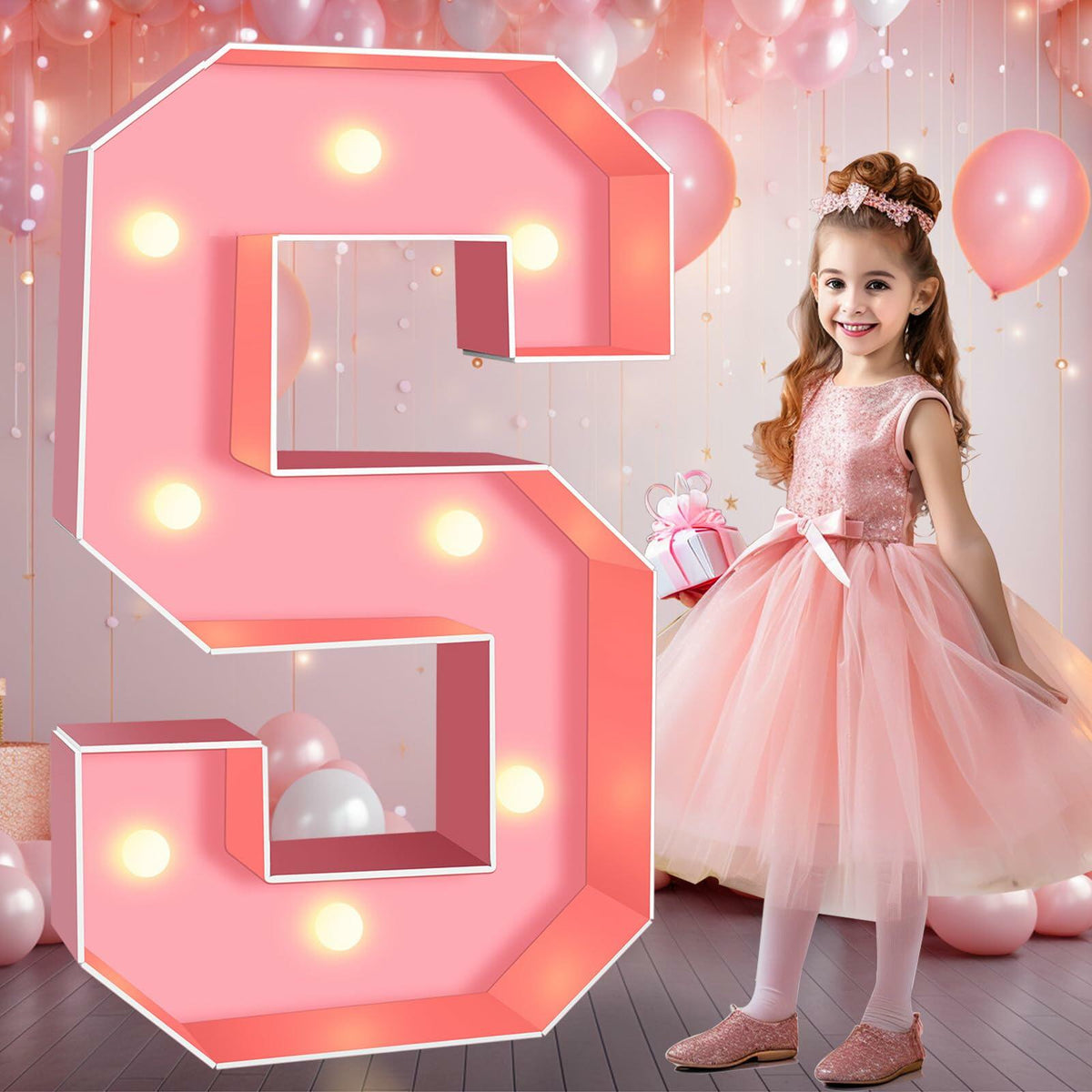 Pooqla 3FT LED Marquee Letter S Pink Party Birthday Wedding Decor