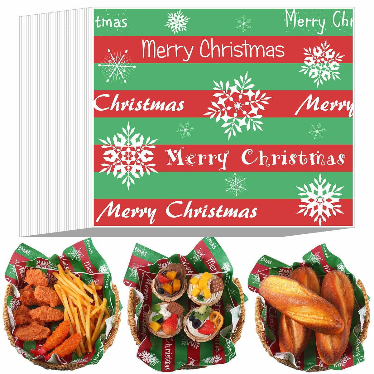 Tenceur Christmas Wax Paper Sheets Winter Printed 150 Pcs