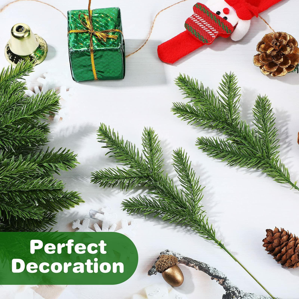 100 Pieces Artificial Pine Needles 10in Green Christmas DIY Accessories