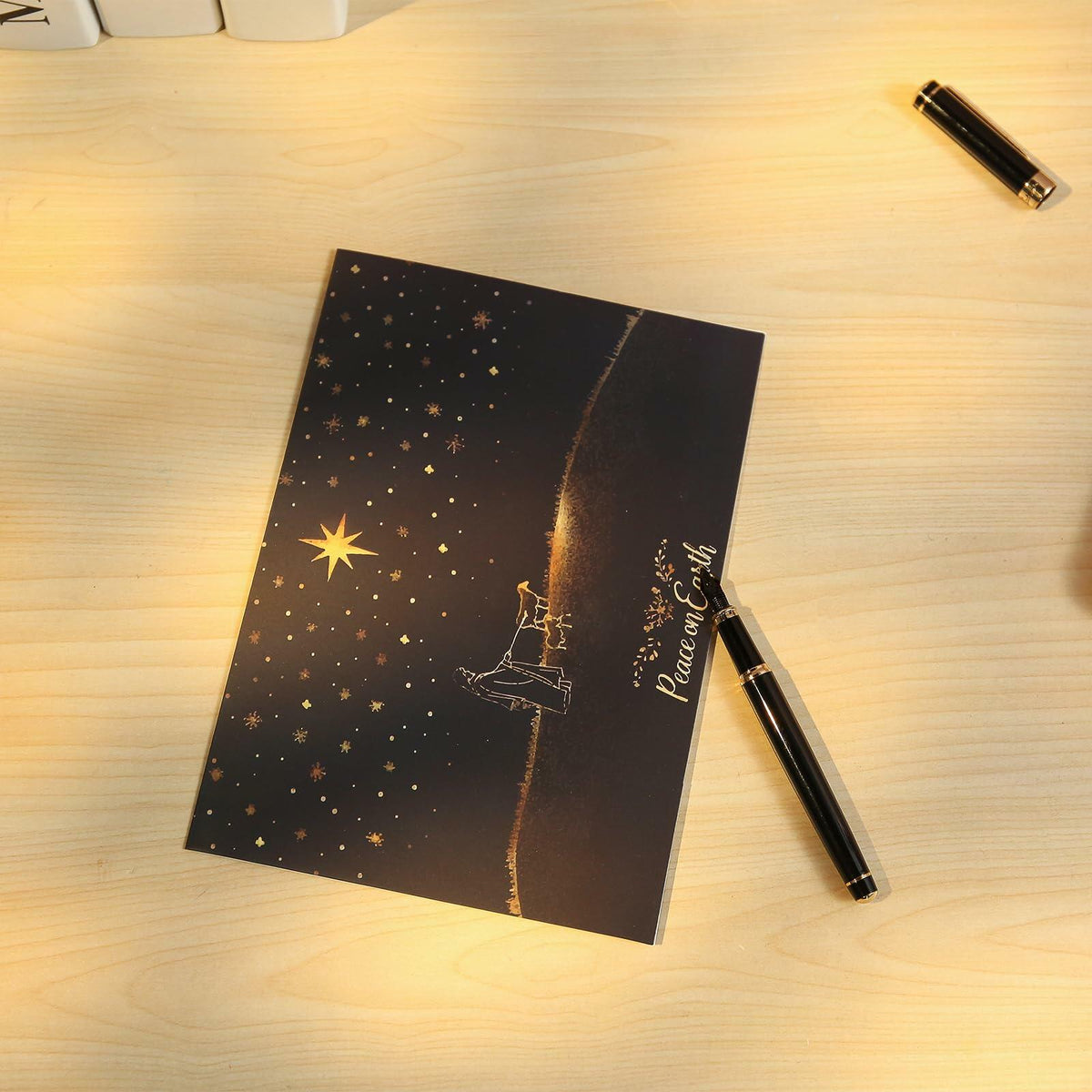 CareGifts Religious Christmas Card Gold Foil Peace on Earth 6x8 Inch 1 PC