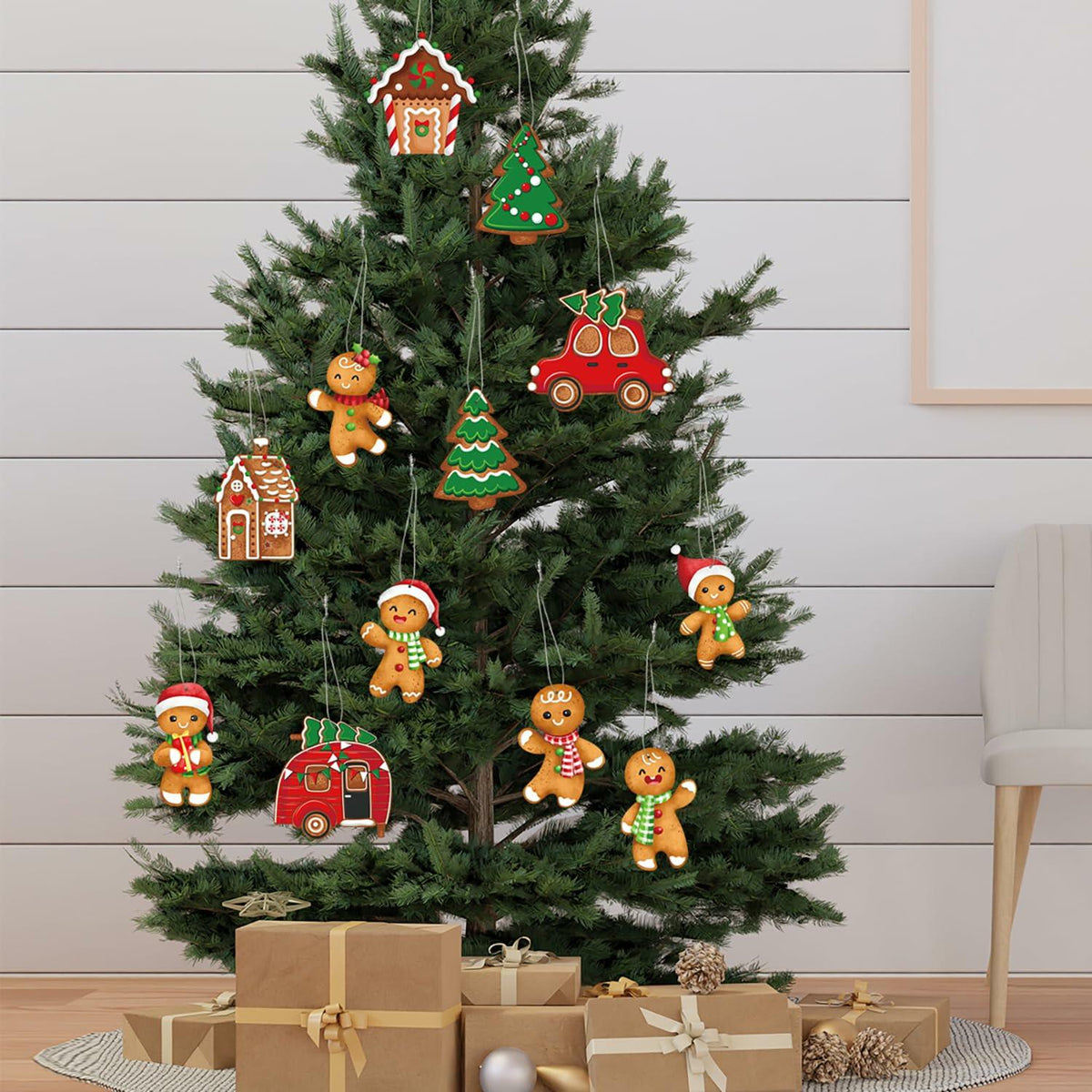12pcs Gingerbread Man Christmas Tree Ornaments Cute Xmas Decor Accessories