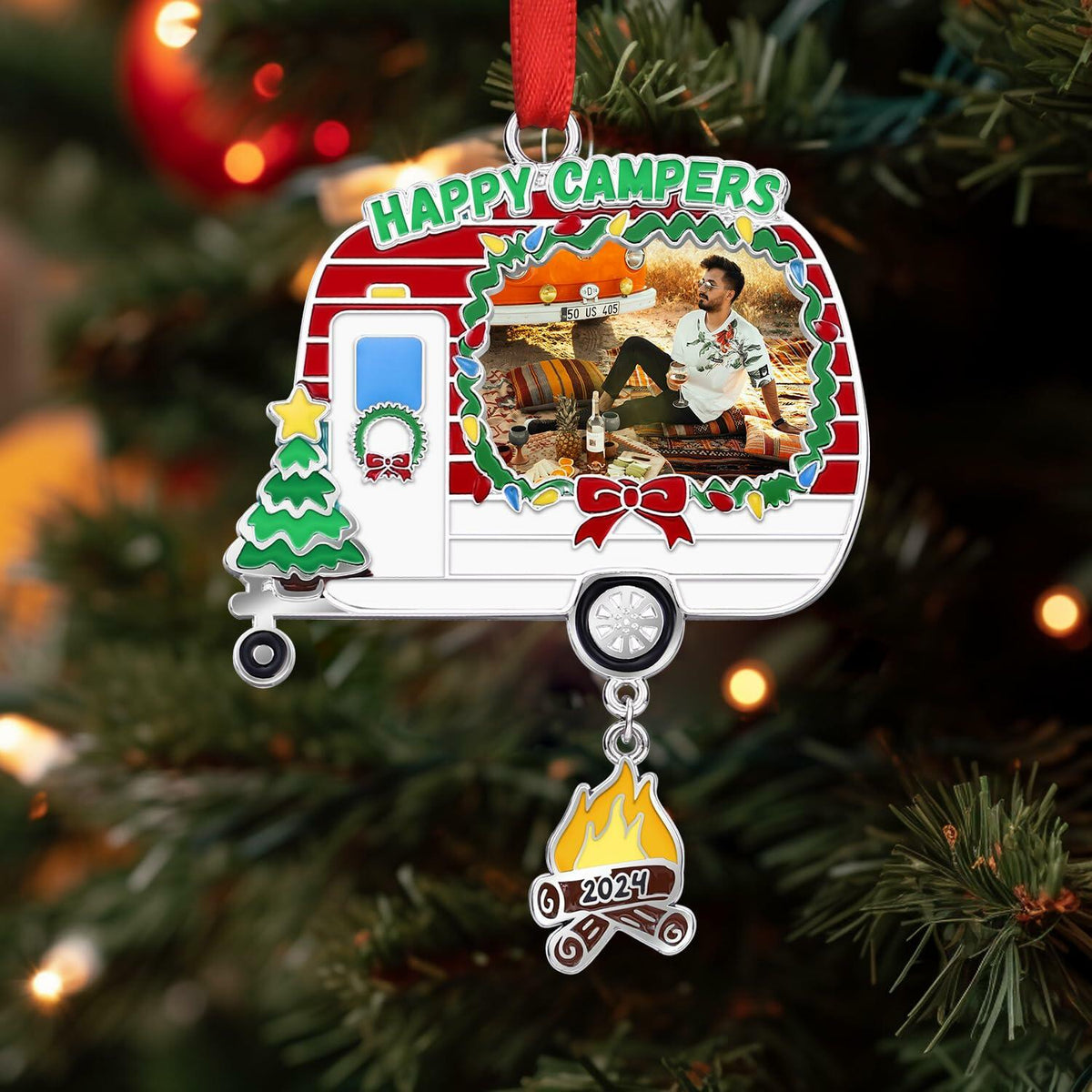 Camping Ornament Camper Photo Frame Christmas Tree Decoration 2024