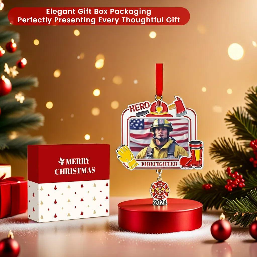 Personalized Firefighter Christmas Ornament 2024 Custom Engraved Keepsake